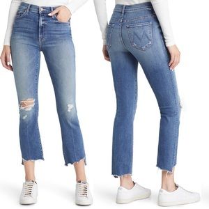 MOTHER The Insider High Waist Crop Step Chew Hem Jeans, 31, Dancing on Coals